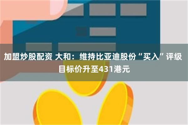 加盟炒股配资 大和：维持比亚迪股份“买入”评级 目标价升至431港元