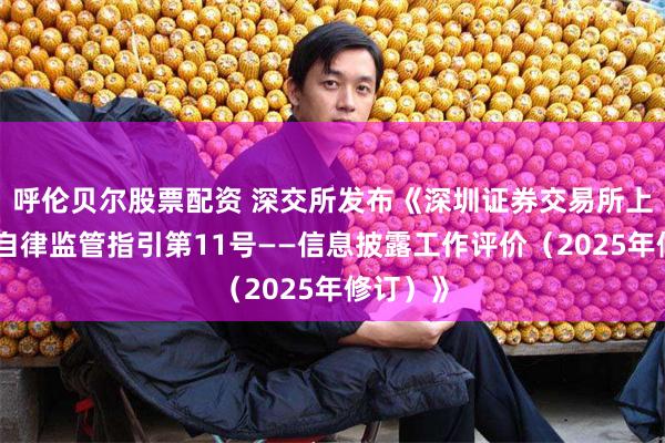 呼伦贝尔股票配资 深交所发布《深圳证券交易所上市公司自律监管指引第11号——信息披露工作评价（2025年修订）》